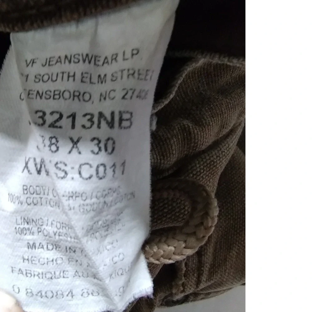 Wrangler Rugged Wear Mens 38x30 Brown Canvas Lined Work Pants Distressed outdoor